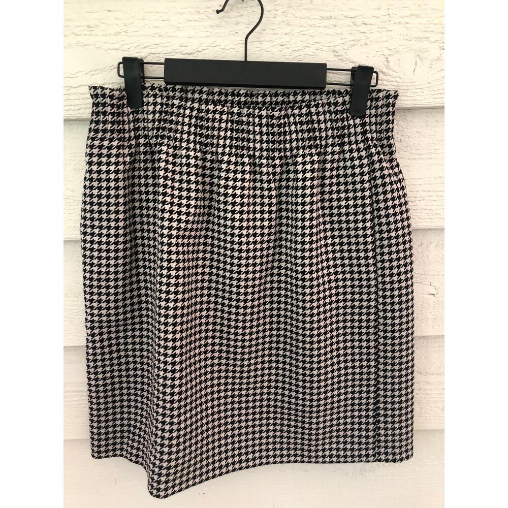 J.Crew Houndstooth Pencil Skirt Black White Classic Preppy Size 4 - Picture 3 of 4